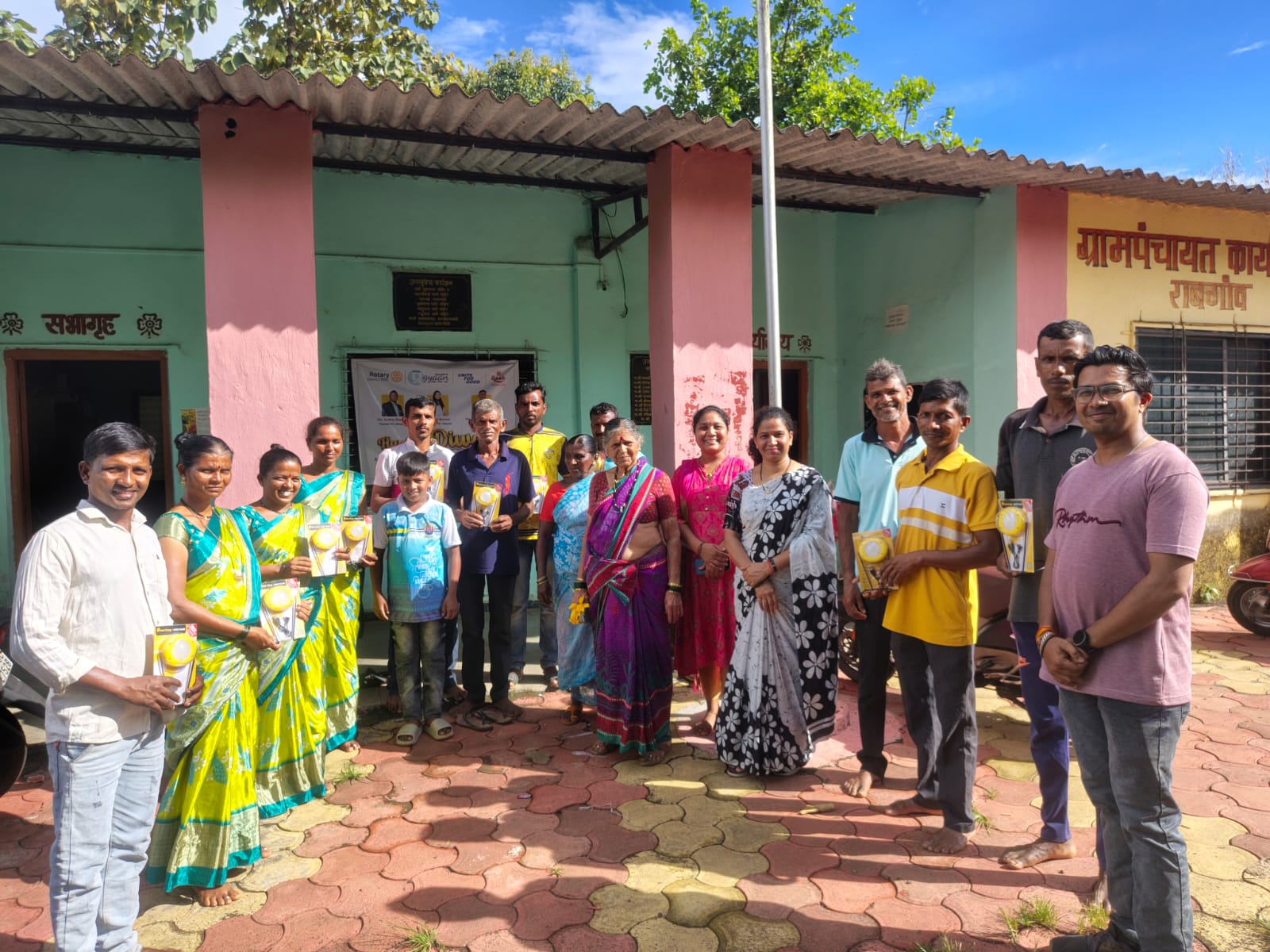 Solar distribution camp gathering
